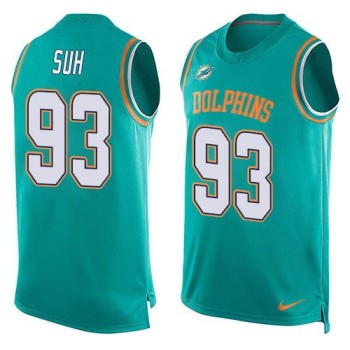Dolphins #93 Ndamukong Suh Aqua Green Team Color Men's Stitched NFL Limited Tank Top Jersey Dolphins #93 Ndamukong Suh Aqua Green Team Color Men's Stitched NFL Limited Tank Top Jersey