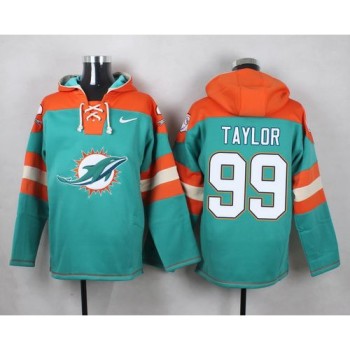 Dolphins #99 Jason Taylor Aqua Green Player Pullover NFL Hoodie