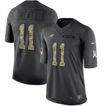 Eagles #11 Carson Wentz Black Men's Stitched NFL Limited 2016 Salute To Service Jersey Eagles #11 Carson Wentz Black Men's Stitched NFL Limited 2016 Salute To Service Jersey