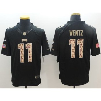 Eagles #11 Carson Wentz Black Men's Stitched NFL Limited Salute to Service Jersey Eagles #11 Carson Wentz Black Men's Stitched NFL Limited Salute to Service Jersey