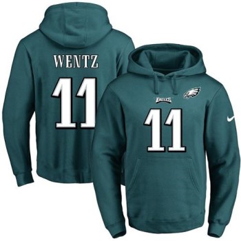 Eagles #11 Carson Wentz Midnight Green Name & Number Pullover NFL Hoodie