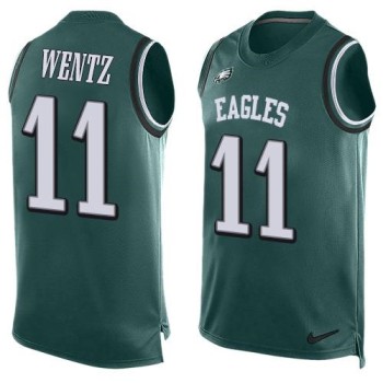 Eagles #11 Carson Wentz Midnight Green Team Color Men's Stitched NFL Limited Tank Top Jersey