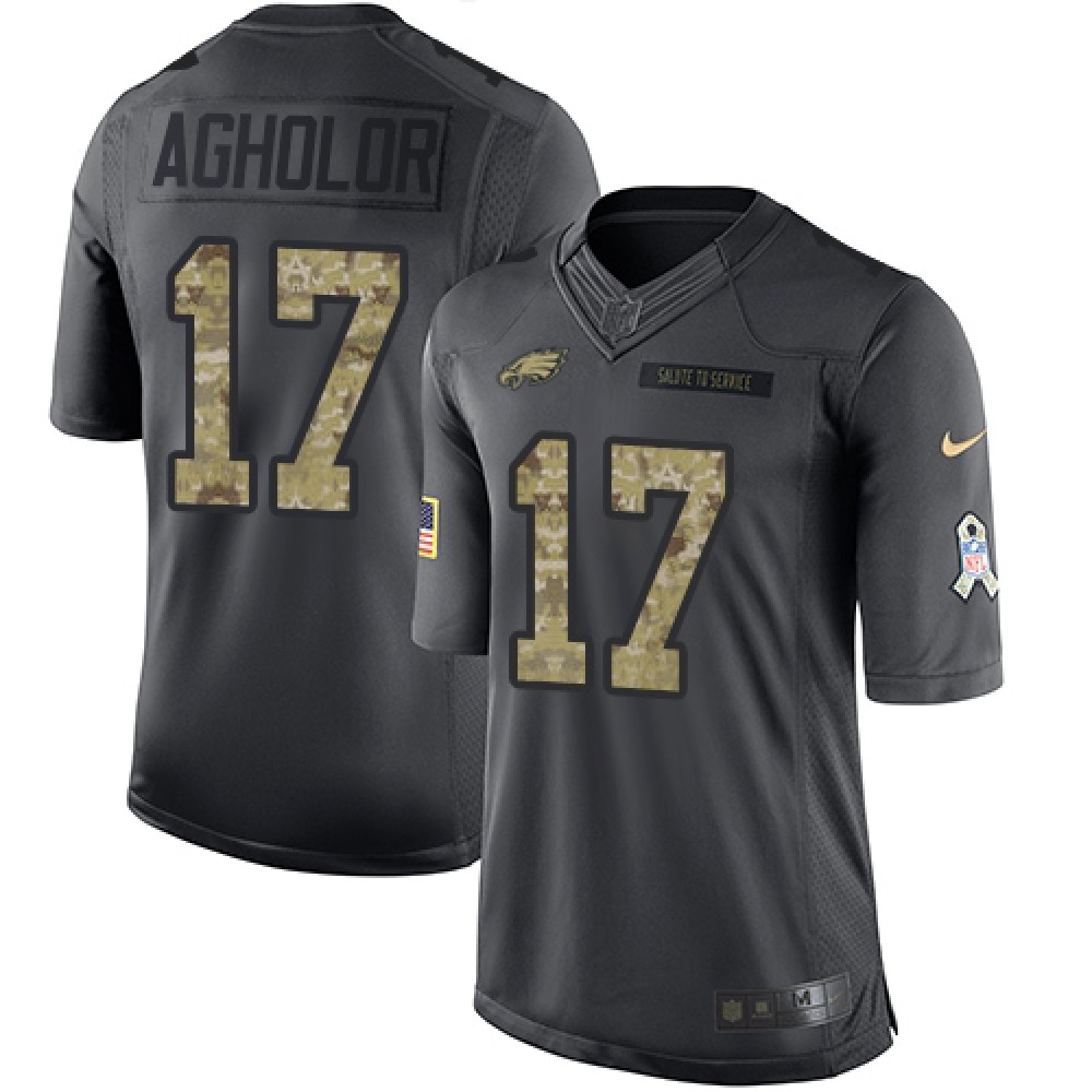 Eagles #17 Nelson Agholor Black Youth Stitched NFL Limited 2016 Salute to Service Jersey