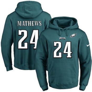 Eagles #24 Ryan Mathews Midnight Green Name & Number Pullover NFL Hoodie