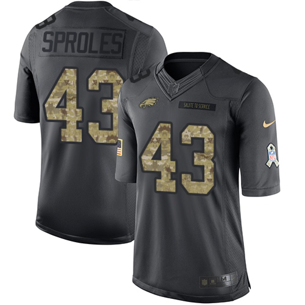Eagles #43 Darren Sproles Black Men's Stitched NFL Limited 2016 Salute To Service Jersey