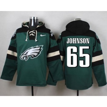 Eagles #65 Lane Johnson Midnight Green Player Pullover NFL Hoodie