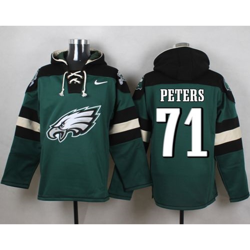 Eagles #71 Jason Peters Midnight Green Player Pullover NFL Hoodie