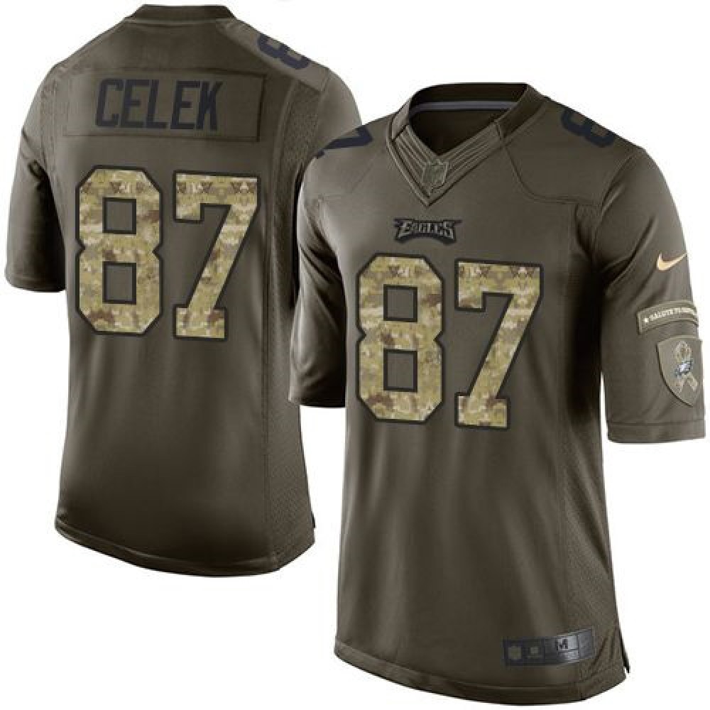Eagles #87 Brent Celek Green Men's Stitched NFL Limited Salute to Service Jersey