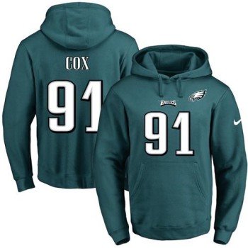 Eagles #91 Fletcher Cox Midnight Green Name & Number Pullover NFL Hoodie