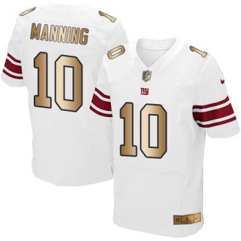 Giants #10 Eli Manning White Men's Stitched NFL Elite Gold Jersey Giants #10 Eli Manning White Men's Stitched NFL Elite Gold Jersey