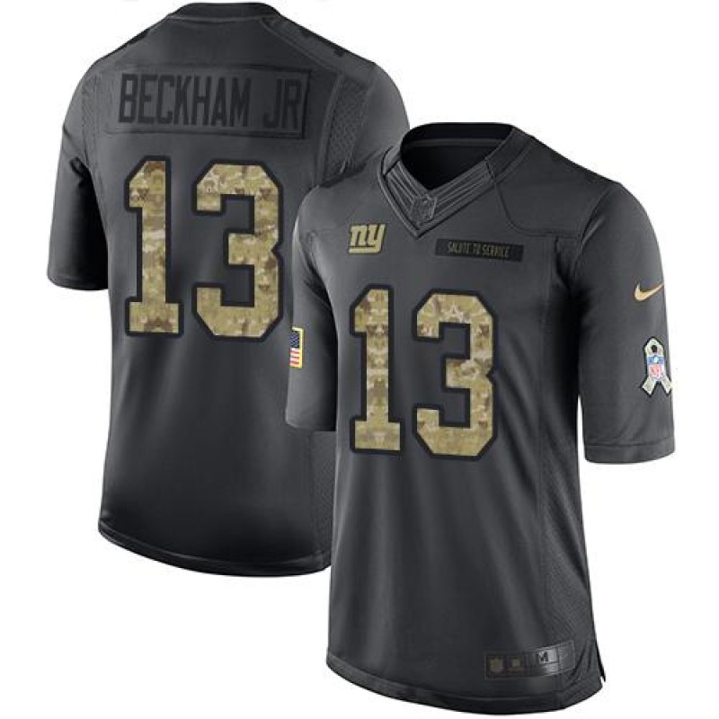Giants #13 Odell Beckham Jr Black Men's Stitched NFL Limited 2016 Salute to Service Jersey