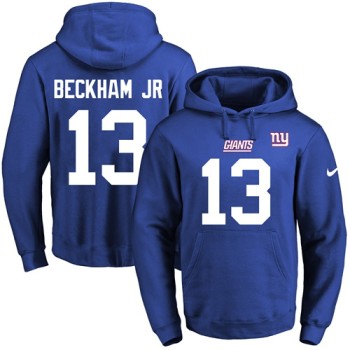 Giants #13 Odell Beckham Jr Royal Blue Name & Number Pullover NFL Hoodie Giants #13 Odell Beckham Jr Royal Blue Name & Number Pullover NFL Hoodie