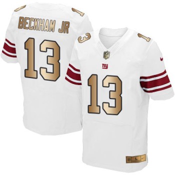 Giants #13 Odell Beckham Jr White Men's Stitched NFL Elite Gold Jersey Giants #13 Odell Beckham Jr White Men's Stitched NFL Elite Gold Jersey