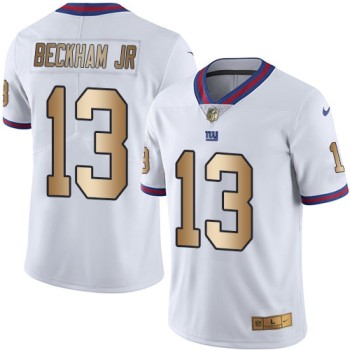 Giants #13 Odell Beckham Jr White Men's Stitched NFL Limited Gold Rush Jersey Giants #13 Odell Beckham Jr White Men's Stitched NFL Limited Gold Rush Jersey