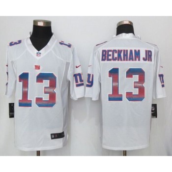 Giants #13 Odell Beckham Jr White Men's Stitched NFL Limited Strobe Jersey Giants #13 Odell Beckham Jr White Men's Stitched NFL Limited Strobe Jersey