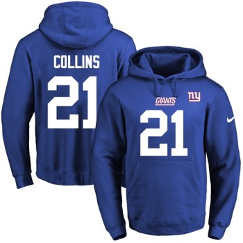 Giants #21 Landon Collins Royal Blue Name & Number Pullover NFL Hoodie Giants #21 Landon Collins Royal Blue Name & Number Pullover NFL Hoodie