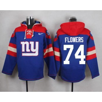 Giants #74 Ereck Flowers Royal Blue Player Pullover NFL Hoodie Giants #74 Ereck Flowers Royal Blue Player Pullover NFL Hoodie