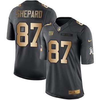 Giants #87 Sterling Shepard Black Men's Stitched NFL Limited Gold Salute To Service Jersey Giants #87 Sterling Shepard Black Men's Stitched NFL Limited Gold Salute To Service Jersey