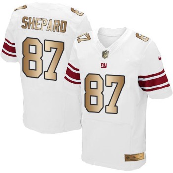 Giants #87 Sterling Shepard White Men's Stitched NFL Elite Gold Jersey Giants #87 Sterling Shepard White Men's Stitched NFL Elite Gold Jersey