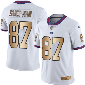 Giants #87 Sterling Shepard White Men's Stitched NFL Limited Gold Rush Jersey Giants #87 Sterling Shepard White Men's Stitched NFL Limited Gold Rush Jersey