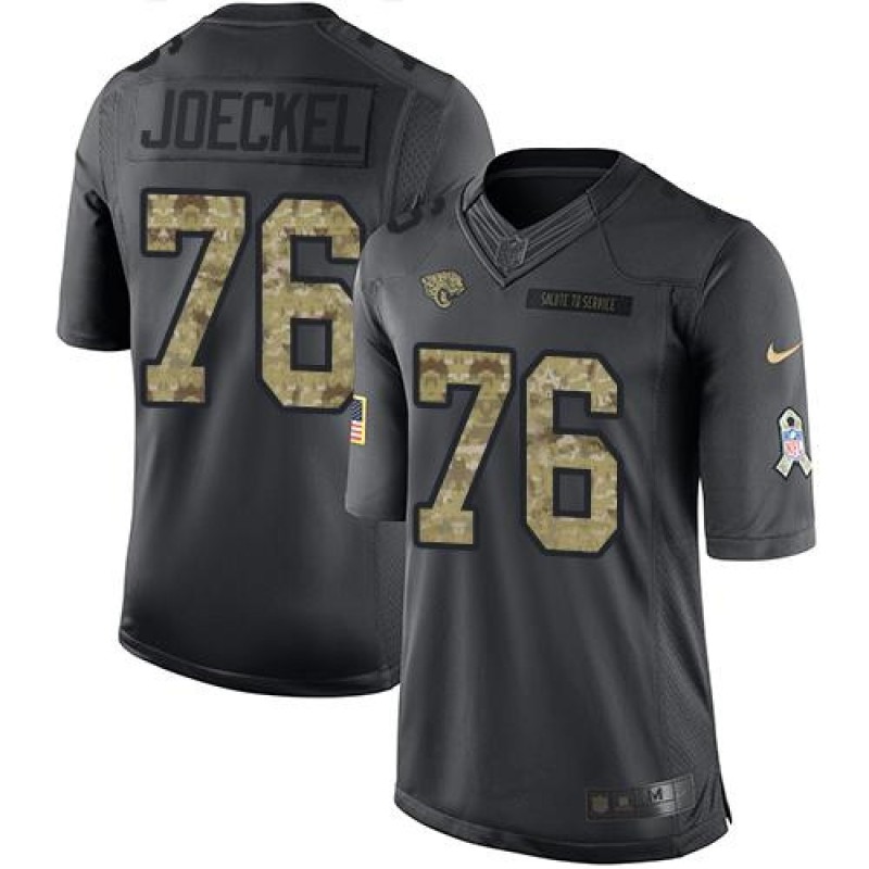 Jaguars #76 Luke Joeckel Black Men's Stitched NFL Limited 2016 Salute To Service Jersey