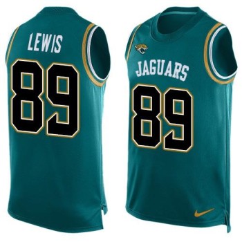 Jaguars #89 Marcedes Lewis Teal Green Team Color Men's Stitched NFL Limited Tank Top Jersey Jaguars #89 Marcedes Lewis Teal Green Team Color Men's Stitched NFL Limited Tank Top Jersey
