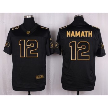 Jets #12 Joe Namath Black Men's Stitched NFL Elite Pro Line Gold Collection Jersey Jets #12 Joe Namath Black Men's Stitched NFL Elite Pro Line Gold Collection Jersey