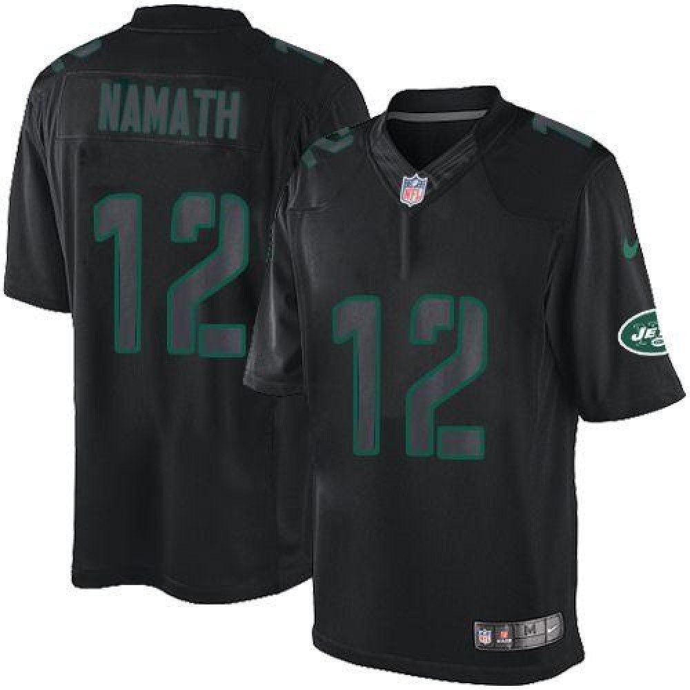 Jets #12 Joe Namath Black Men's Stitched NFL Impact Limited Jersey
