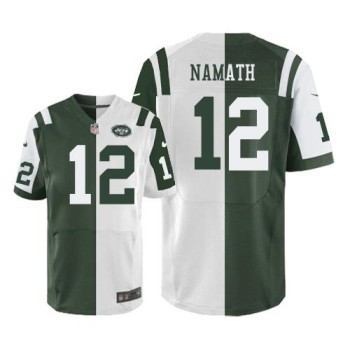 Jets #12 Joe Namath Green/White Men's Stitched NFL Elite Split Jersey Jets #12 Joe Namath Green/White Men's Stitched NFL Elite Split Jersey