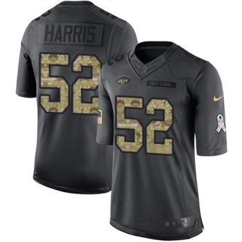 Jets #52 David Harris Black Men's Stitched NFL Limited 2016 Salute to Service Jersey