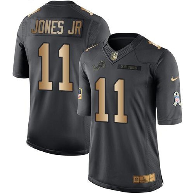 Lions #11 Marvin Jones Jr Black Men's Stitched NFL Limited Gold Salute To Service Jersey