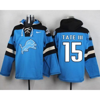 Lions #15 Golden Tate III Blue Player Pullover NFL Hoodie Lions #15 Golden Tate III Blue Player Pullover NFL Hoodie