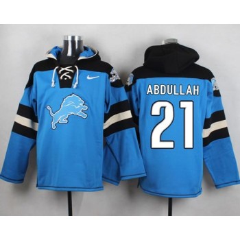 Lions #21 Ameer Abdullah Blue Player Pullover NFL Hoodie Lions #21 Ameer Abdullah Blue Player Pullover NFL Hoodie