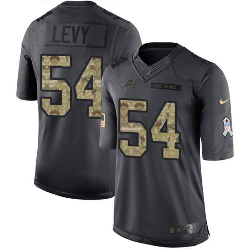 Lions #54 DeAndre Levy Black Men's Stitched NFL Limited 2016 Salute To Service Jersey
