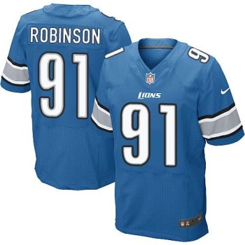 Lions #91 A'Shawn Robinson Blue Team Color Men's Stitched NFL Elite Jersey Lions #91 A'Shawn Robinson Blue Team Color Men's Stitched NFL Elite Jersey