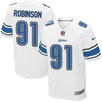 Lions #91 A'Shawn Robinson White Men's Stitched NFL Elite Jersey Lions #91 A'Shawn Robinson White Men's Stitched NFL Elite Jersey