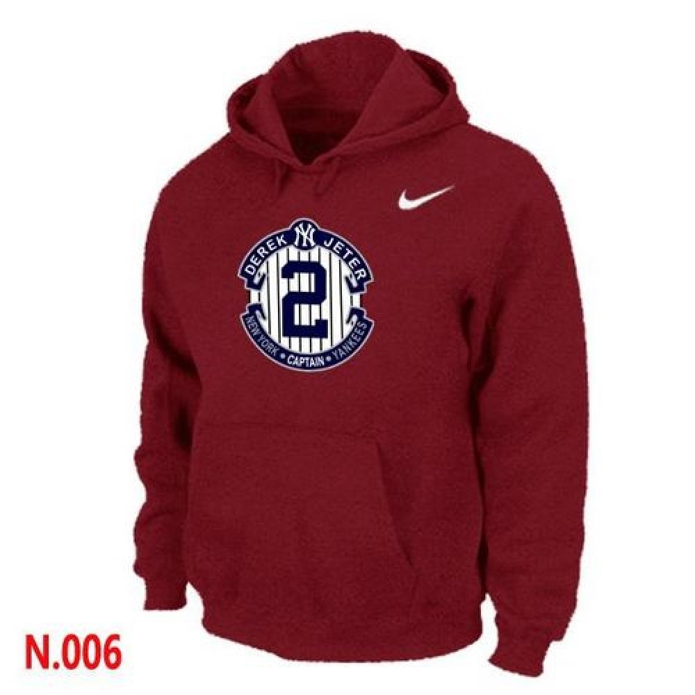 New York Yankees #2 Derek Jeter Official Final Season Commemorative Logo Pullover Hoodie Red