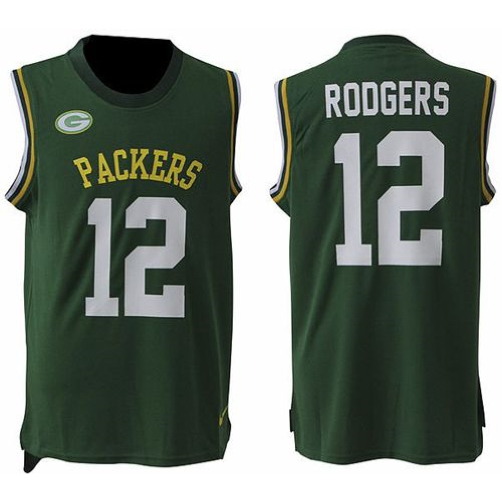 Packers #12 Aaron Rodgers Green Team Color Men's Stitched NFL Limited Tank Top Jersey