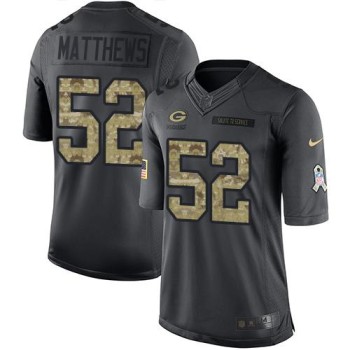 Packers #52 Clay Matthews Black Youth Stitched NFL Limited 2016 Salute to Service Jersey