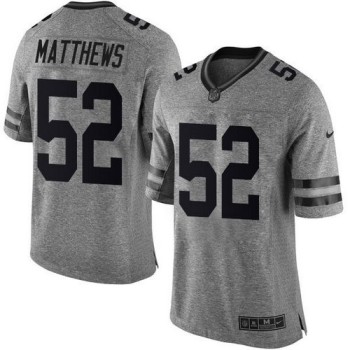 Packers #52 Clay Matthews Gray Men's Stitched NFL Limited Gridiron Gray Jersey
