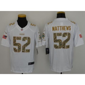 Packers #52 Clay Matthews White Men's Stitched NFL Limited Salute To Service Jersey Packers #52 Clay Matthews White Men's Stitched NFL Limited Salute To Service Jersey