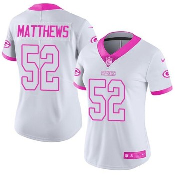 Packers #52 Clay Matthews White/Pink Women's Stitched NFL Limited Rush Fashion Jersey Packers #52 Clay Matthews White/Pink Women's Stitched NFL Limited Rush Fashion Jersey