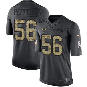 Packers #56 Julius Peppers Black Men's Stitched NFL Limited 2016 Salute To Service Jersey