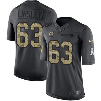 Packers #63 Corey Linsley Black Men's Stitched NFL Limited 2016 Salute To Service Jersey