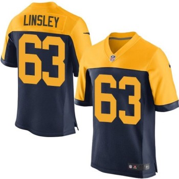 Packers #63 Corey Linsley Navy Blue Alternate Men's Stitched NFL New Elite Jersey