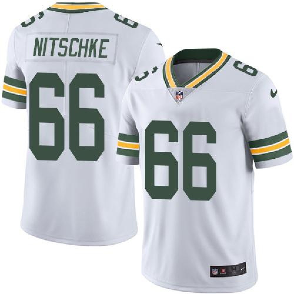 Packers #66 Ray Nitschke White Men's Stitched NFL Limited Rush Jersey