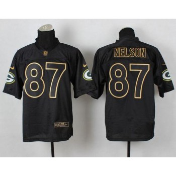 Packers #87 Jordy Nelson Black Gold No. Fashion Men's Stitched NFL Elite Jersey