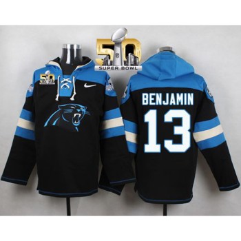 Panthers #13 Kelvin Benjamin Black Super Bowl 50 Player Pullover NFL Hoodie Panthers #13 Kelvin Benjamin Black Super Bowl 50 Player Pullover NFL Hoodie