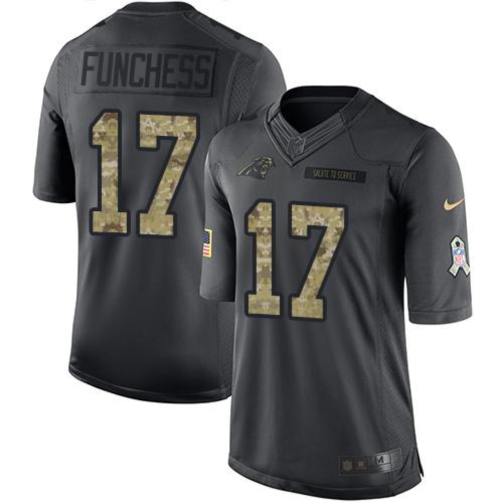 Panthers #17 Devin Funchess Black Men's Stitched NFL Limited 2016 Salute to Service Jersey