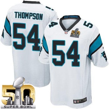 Panthers #54 Shaq Thompson White Super Bowl 50 Youth Stitched NFL Elite Jersey Panthers #54 Shaq Thompson White Super Bowl 50 Youth Stitched NFL Elite Jersey